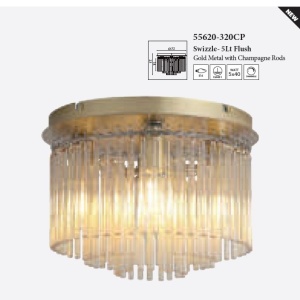 Plafoniera metal auriu, tije din sticla Swizzle 623074 universul-luminii.ro