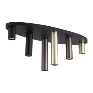 Plafoniera neagra cu 6 spoturi GU10 Tubes