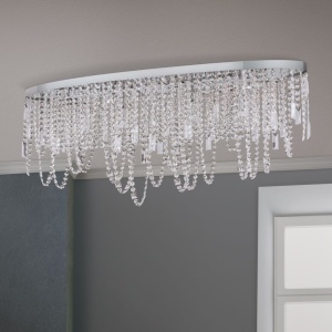 Plafoniera ovala din alama si cristale Schöler Kristalldesign 110x25cm, chrome - Img 4