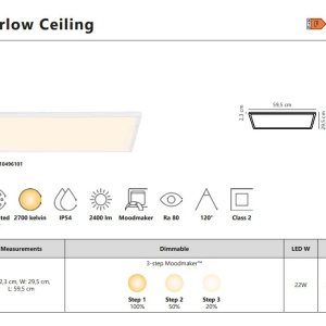 Plafoniera, Panou baie LED Moodmaker IP54 Harlow 60x30 White 217014 universul-luminii.ro