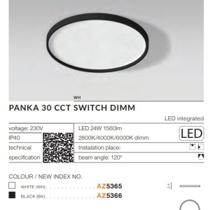 Plafoniera slim LED dimabil, protectie IP40 PANKA 30 CCT negru 122574 universul-luminii.ro