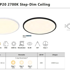 Plafoniera slim pentru baie LED 3-step MOODMAKER Oja 60 IP20 2700K 134134 universul-luminii.ro