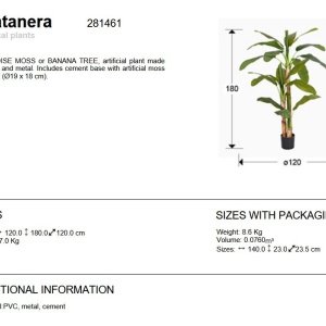 Planta artificiala decorativa BANANA TREE, Platanera H180 - Img 3