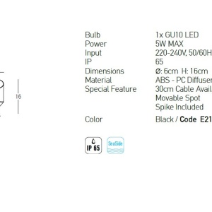 Proiector cu tarus iluminat exterior decorativ IP65 Suny GU10 154494 universul-luminii.ro