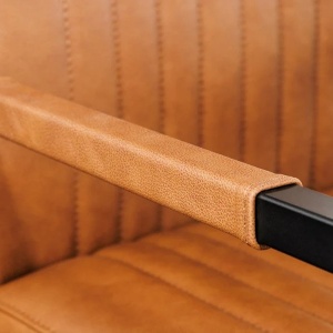 Scaun cu brate design retro Big Aston piele naturala coniac vintage - Img 2