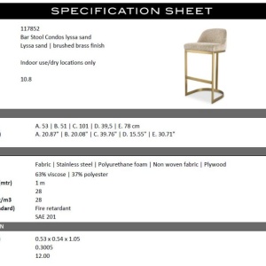 Scaun de bar design LUX, Bar Stool Condos sand - Img 6