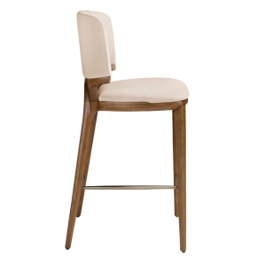 Scaun de bar din lemn si piele sintetica Cream - Img 3