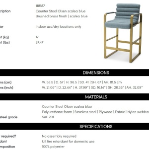 Scaun de bar elegant design LUX Counter Olsen, scalea blue - Img 9