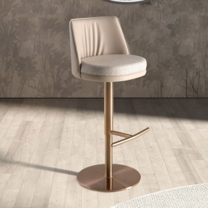 Scaun de bar pivotant cu inaltime reglabila Stool crem - Img 8