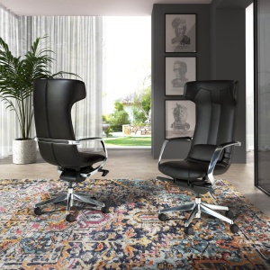 Scaun de birou modern piele sintetica Black - Img 6
