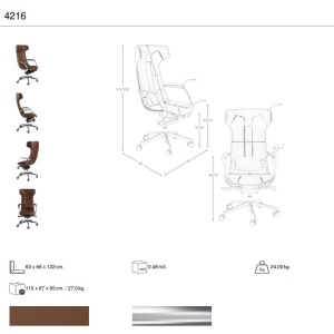 Scaun de birou modern piele sintetica Brown - Img 9