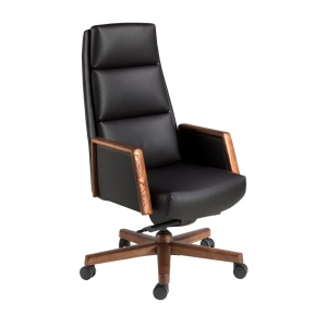 Scaun de birou modern piele sintetica si lemn Black
