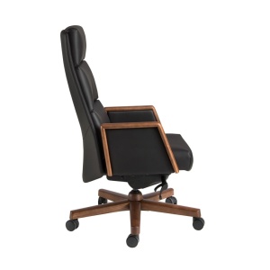 Scaun de birou modern piele sintetica si lemn Black - Img 3