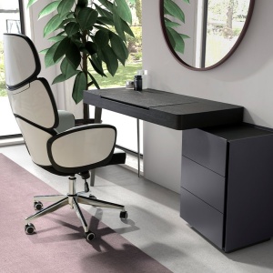 Scaun de birou pivotant design modern Gris-White - Img 6