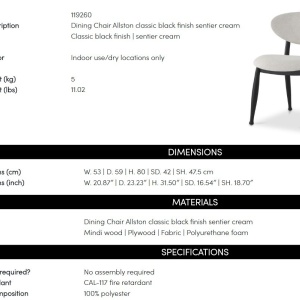 Scaun design elegant LUX Allston, sentier cream/ negru - Img 9