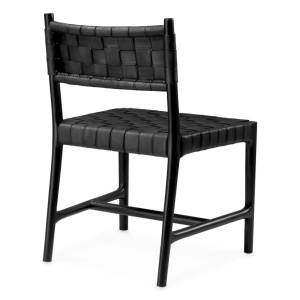 Scaun design LUX, Piele clasica neagra, Lemn, Tiberio - Img 4