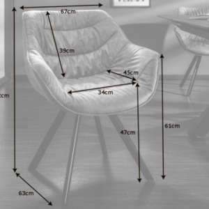 Scaun design retro Dutch Comfort, catifea gri - Img 2