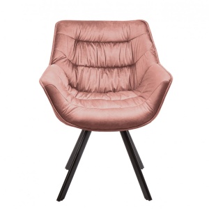 Scaun design retro Dutch Comfort, catifea roz