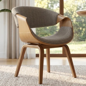 Scaun design scandinav, Lemn de frasin, textil gri texturat ORGANIC - Img 4