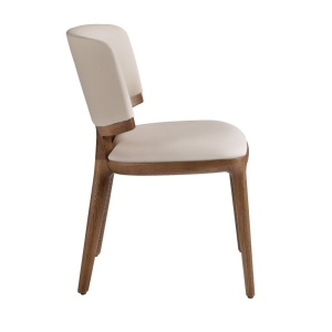 Scaun din lemn si piele sintetica Cream - Img 4