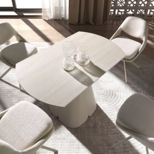 Scaun modern pivotant material textil Off-white and cream - Img 5