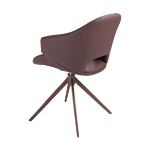 Scaun modern pivotant piele sintetica maro cupru - Img 4