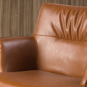 Scaun pivotant design LUX, Piele sintetica, Cognac brown - Img 9
