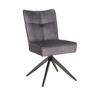 Scaun pivotant metal negru, catifea gri LUGANO