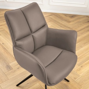 Scaun pivotant modern, Piele Naturala, Maro, PAPILLON - Img 4