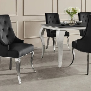 Set 2 scaune Modern Barock, argintiu/ catifea neagra - Img 6