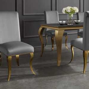 Set 2 scaune stil baroc Modern Barock, gri/ auriu - Img 3