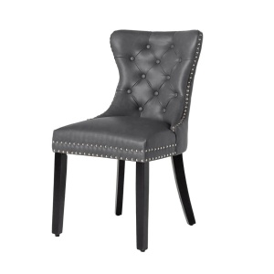 Set 2 scaune Stil Baroc, Piele Sintetica, Negru Vintage, CASTLE