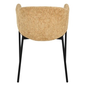 Set de 2 scaune aspect retro, Metal Negru, Chenille Galben, NOBLESSE A-47580 VC - Img 6