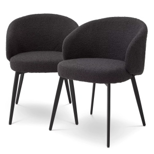 Set de 2 scaune cu brate design LUX Lloyd, boucle negru 115989 HZ