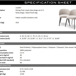 Set de 2 scaune design LUX Lloyd, Sisley bej - Img 7