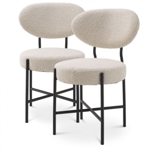 Set de 2 scaune design LUX Vicq, boucle crem 115034 HZ