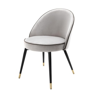Set de 2 scaune elegante design LUX Cooper, catifea gri deschis 113124 HZ - Img 2