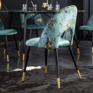 Set de 2 scaune moderne tapitate cu model floral Boutique turcoaz - Img 5