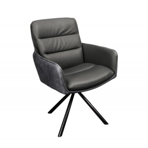 Set de 2 scaune pivotante Big George, microfibra/ piele gri