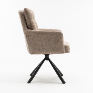 Set de 2 scaune pivotante Big George, tesatura structurata greige sampanie - Img 4