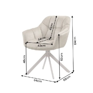 Set de 2 scaune pivotante PAPILLON catifea greige/ bej - Img 5