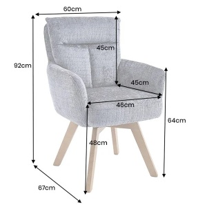 Set de 2 scaune pivotante picioare din lemn Big George gri chenille - Img 3