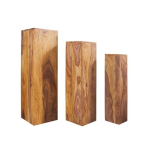 Set de 3 coloane decorative din lemn masiv, Makassar Sheesham