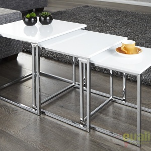 Set de 3 masute albe design modern-lucios, Fusion A-11839 VC - Img 2