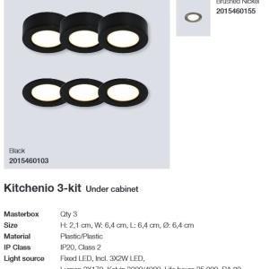 Set de 3 spoturi LED aplicate sau incastrabile KITCHENIO 3000-4000K 2015460101 NL 195024 universul-luminii.ro