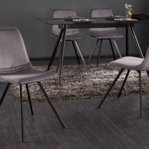 Set de 4 scaune industrial retro Amsterdam, catifea gri inchis A-39920 VC - Img 7