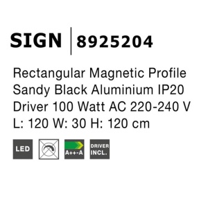 Sina magnetica dreptunghiulara SIGN, 120x30cm NVL-8925204 80294 universul-luminii.ro