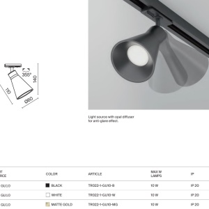 Spot, accesoriu pentru sinele monofazate Unity, Virar auriu mat - Img 5