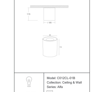Spot aplicat de tavan/plafon Alfa MYC012CL-01W 71454 universul-luminii.ro