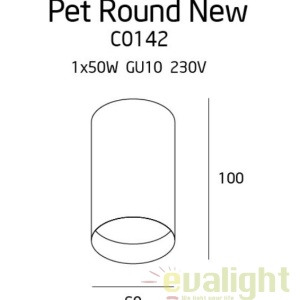 Spot aplicat design modern PET ROUND negru C0142 MX - Img 2